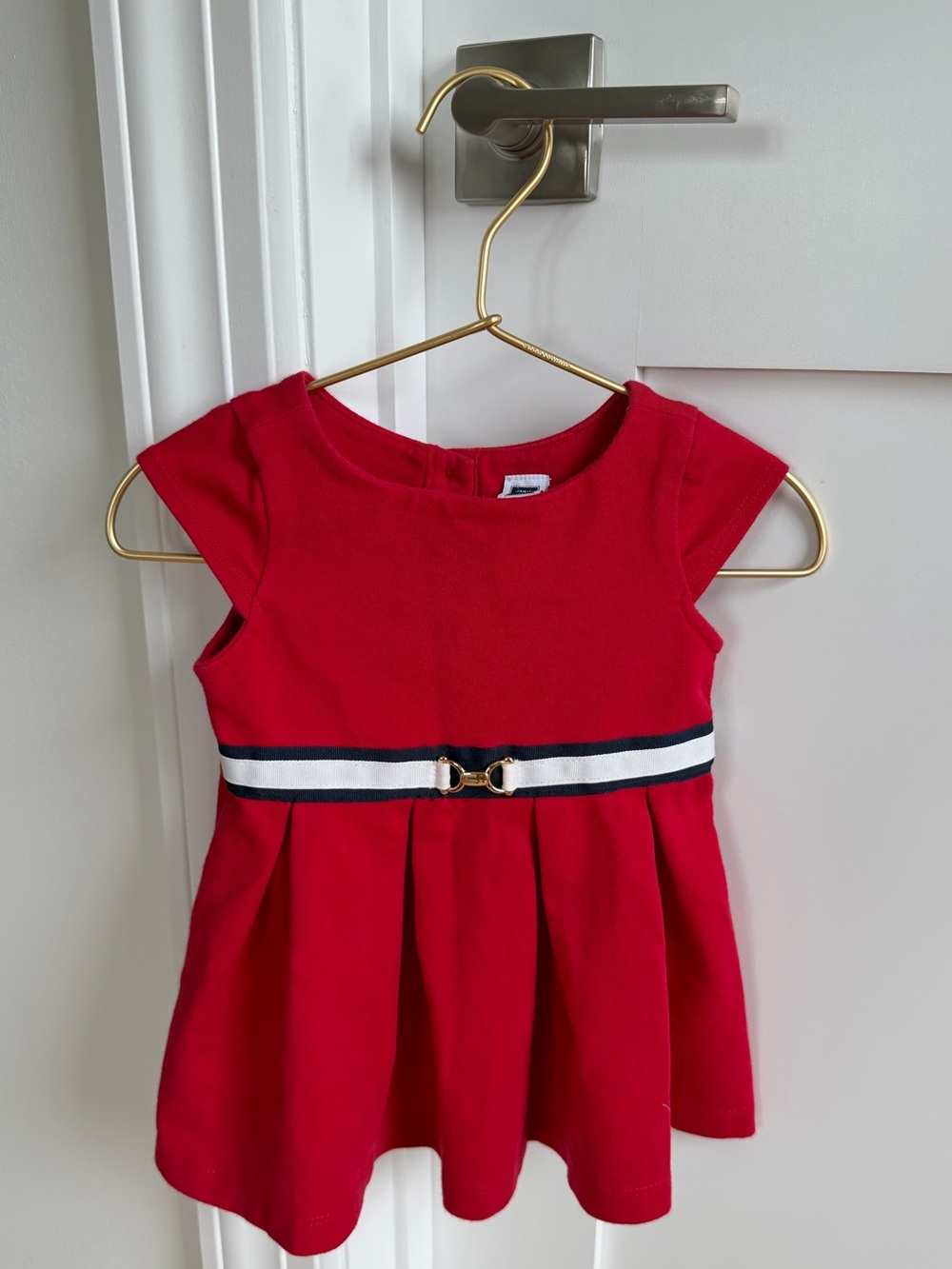 6-12 month Janie & Jack girls crimson equestrian style pleated ponte dress